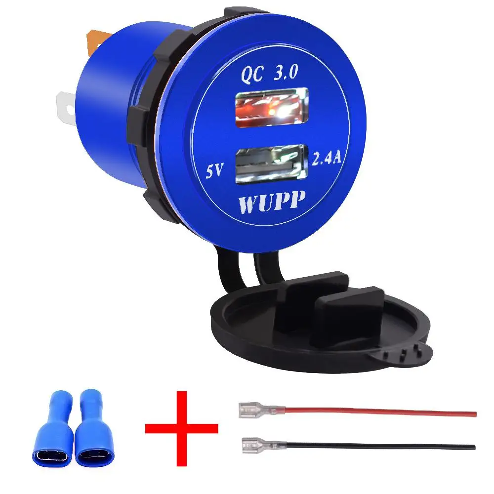 blue white light 12 v-24 v QC3.0 3.4A Автомобиль Мотоцикл Двойная зарядка с usb-разъемом выход адаптера питания IP66 Водонепроницаемый водить грузовик лодка адаптер для зарядного устройства - Название цвета: blue white light