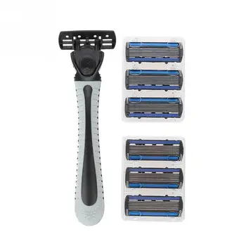 

New Handle + 6pcs Six-layer Blade Male Face Cleansing Care Tool
