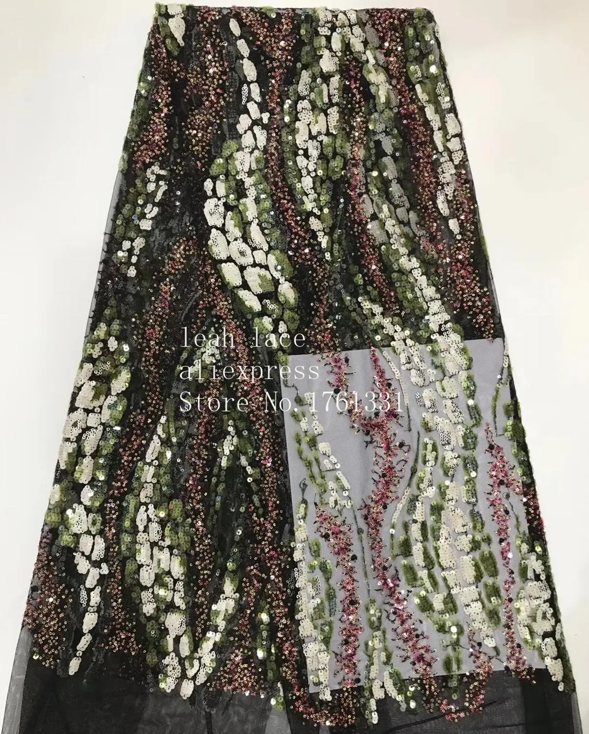 

5yards/bag BH28# Mixed color twisted stripe embroidery sequins French fashion fabrics for wedding dresses fashion