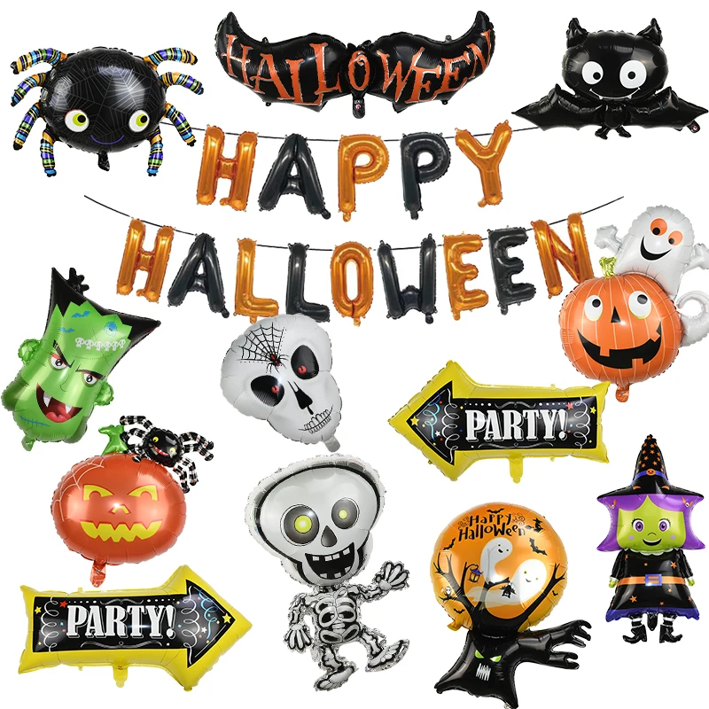 Halloween Decoration Balloons Hollow Pumpkin Ghost Spider Witches Star Foil Ballons Globos for Happy Halloween Party Supplies 8