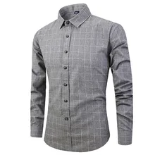 Fashsiualy, мужская рубашка, мужская рубашка с длинным рукавом, решетка, кнопка, рисунок, большой размер, повседневный Топ, блузка, рубашки, camiseta#32
