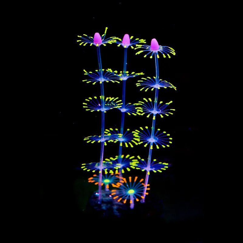 Высокое качество Большой размер силиконовые светящиеся искусственные аквариумные коралловые растения Цветок DIY Коралловое украшение под водой декоры