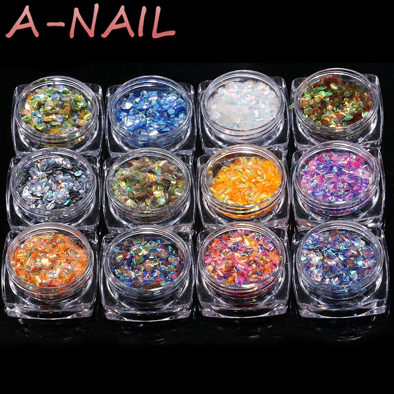 

1Set With 12 Colorful Fish Scale Flakes Iridescent Colors Shifting Flakes Nail Glitter Sequins Nail Art Decoration Manicure DIY