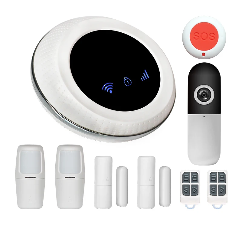 Tuya умный Wifi+ GSM беспроводной умный дом Охранная сигнализация совместима с Alexa - Цвет: Синий