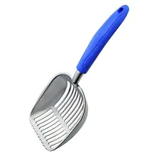 Chibuy Update POLISHING Metal Cat Litter Scoop with Blue Handle Giant Aluminum Alloy with Round Teeth Pet Kitty Litter Scooper