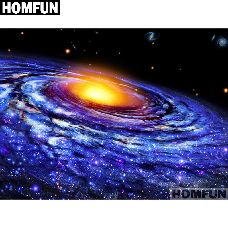 Алмазная живопись HOMFUN A01082 полноразмерная/круглая вышивка красивая Галактика 5D