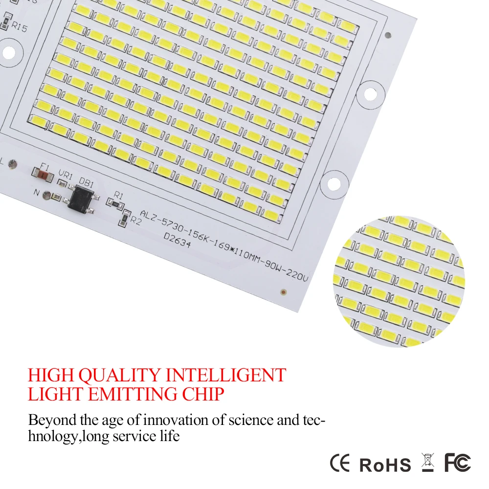 Светодиодный чип-бусина Smart IC SMD 220 В 10 Вт 20 Вт 30 Вт 50 Вт 90 Вт для наружного прожектора чипы из бисера холодный белый теплый белый