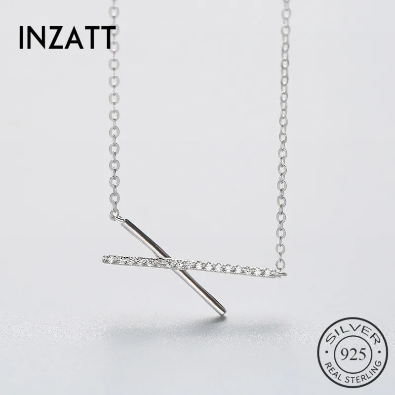 

INZATT Fashion Real 925 Sterling Silver Pendant Necklace Rose Gold Colour Cubic Zirconia Crystal Office Jewelry for Women's Day