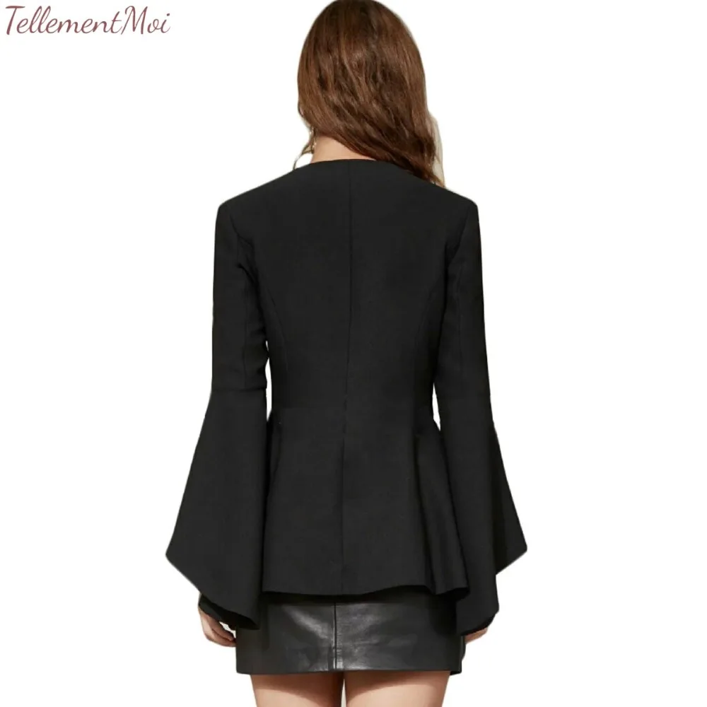 Spring Suit Jacket Female Blazers Women Single-Breasted Deep V Neck Trumpet Sleeve Slim Coats Office Lady Elegant Work Blazer