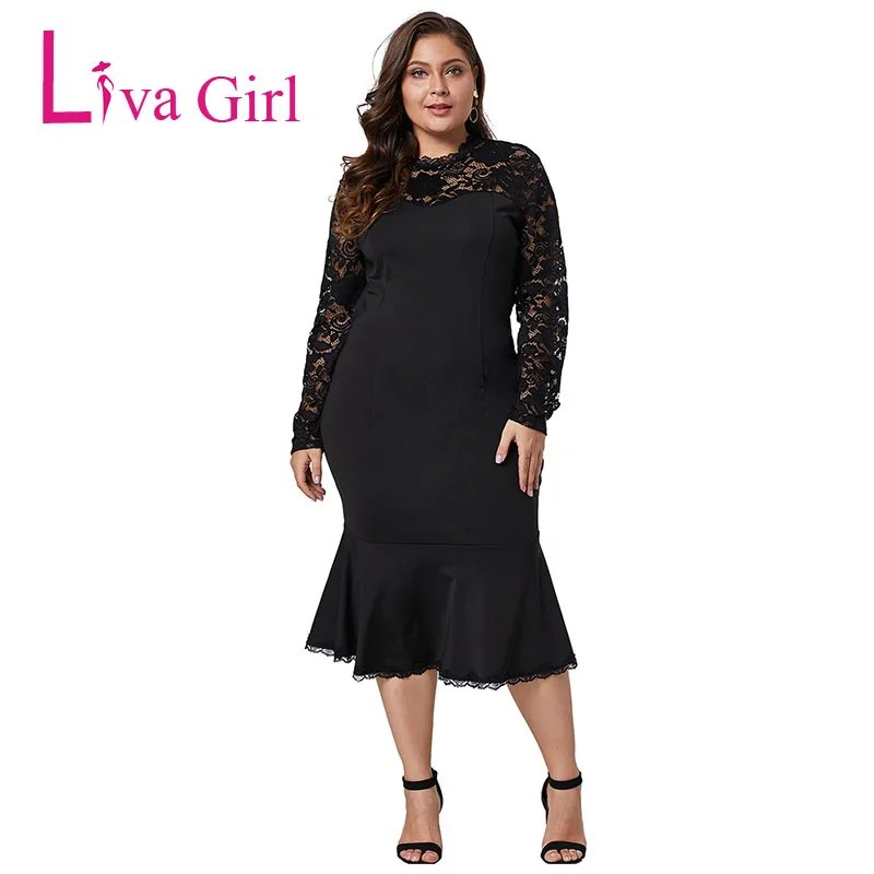 Black-Plus-Size-Lace-Panel-Peplum-Hem-Sheath-Dress-LC610884-2-31362