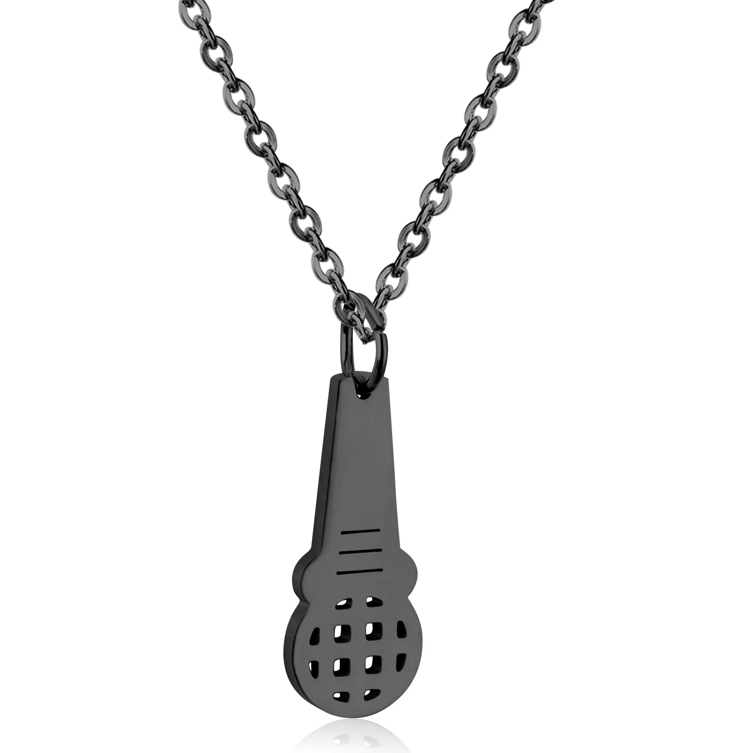 LUXUSTEEL хип хоп ювелирные изделия золотой черный серебряный цвет кулон микрофон