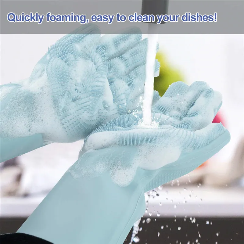 Magic Silicone Scrubber Rubber Cleaning Gloves Kitchen Accessories Dishwashing Scrubbing Gloves Tools for Cleaning Car Pet Brush20