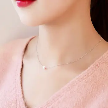 

Lovely 6-7mm south sea white round pearl necklace pendant 18inch silver