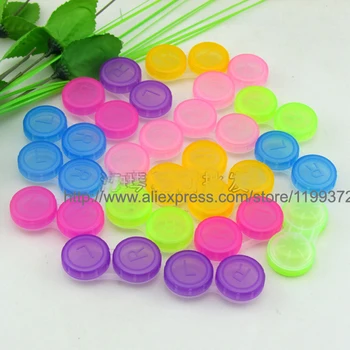 

500sets/lot Colourful Contact Lens Box Holder Container Case Soak Soaking Storage Eye Care Kit Double Case Lens Cases Free DHL