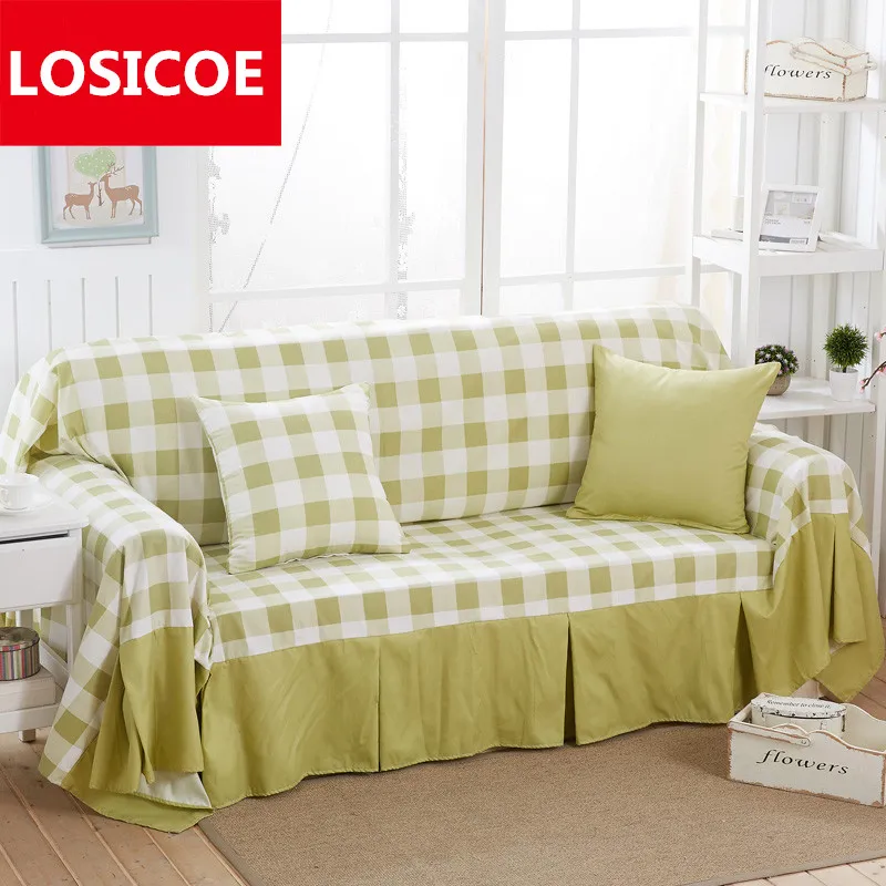 High end Luxury Green plaid combination sofa cushion lace sofa cover