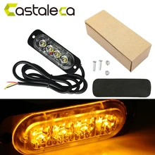 Castaleca 1 pezzi di Alta Qualità 4LED Auto Faro Di Emergenza Bar Ultrasottile Polizia strobe Avvertimento Lampada Per camion moto