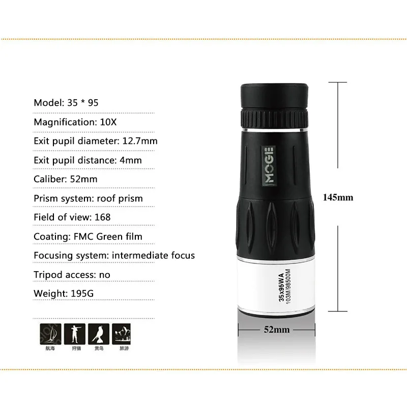 35X95 Monocular High Power HD Optical Green Film Telescope for Hunting Outdoor Portable Best Travel Spotting Scope 35X95 Monocular High Power HD Optical Green Film Telescope for Hunting Outdoor Portable Best Travel Spotting Scope