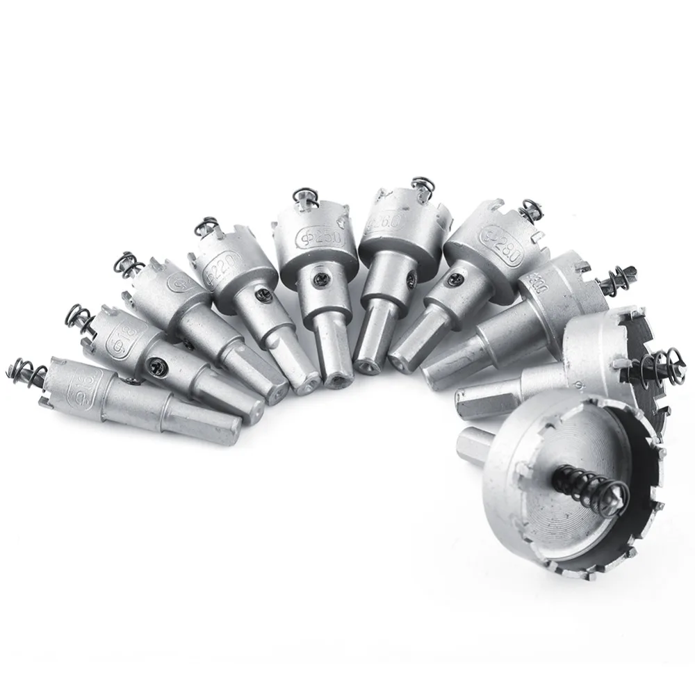 

10pcs 16-50mm practical HSS Drill Bit Tip TCT Core Metalworking Hole Cutter Tools Hole Saw Set Carbide Holesaw