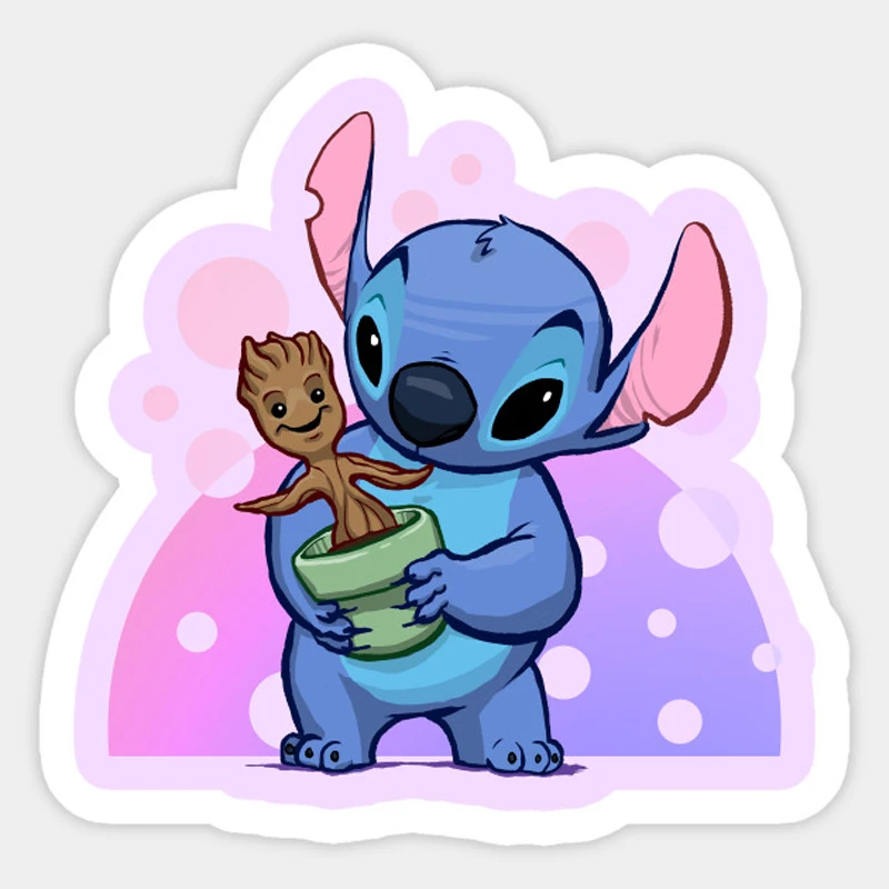 

1pcs We are Ohana Stitch Sticker Waterproof For Laptop Car Trunk Skateboard Guitar Fridge Backpack Decal Helmet Sticker