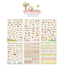 A57 1 Pack of 6 Sheets Cute Korean Kawaii Cat Stickers PVC Phone Car Styling Decorative Stickers Stationery Kids Gift