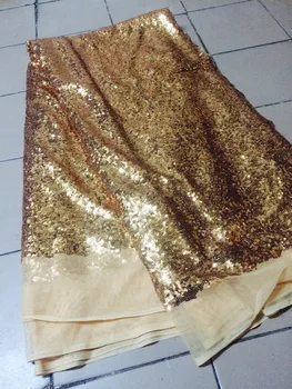 

Gold Mesh sequins fabric French net lace fabric For party dress