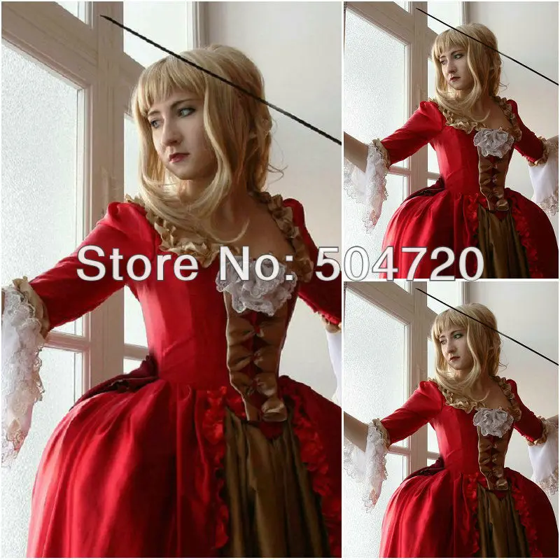 

Freeshipping!19 Century Red Civil War Southern Belle Gown Victorian Lolita dresses/scarlett dress US6-26 V-276