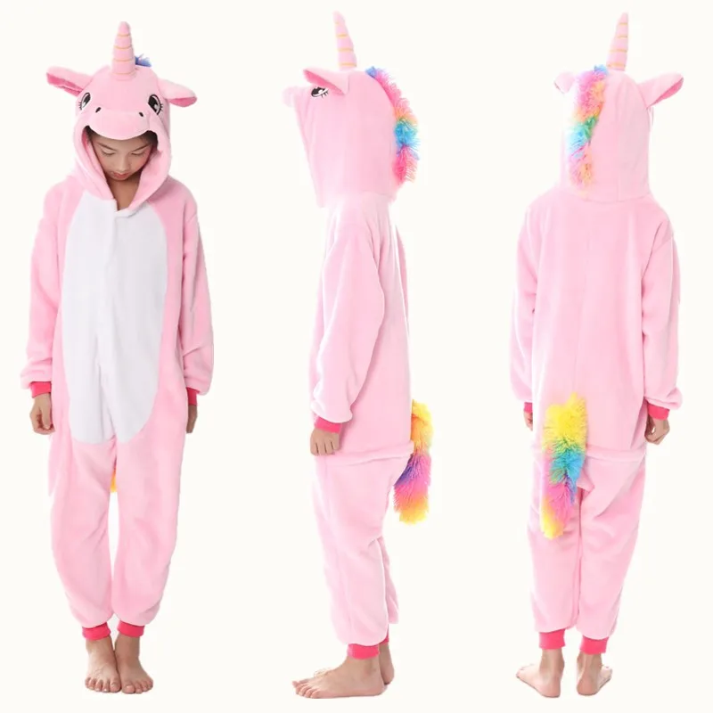 Kigurumi Onesie/Детская Пижама с животными; детская зимняя Фланелевая пижама с единорогом; маскарадные пижамы для мальчиков и девочек; одежда для сна; Детский комбинезон