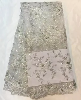 

Elegant evening dress French lace fabric fashion net lace cloth with sequins QN8-4(5yards/lot)