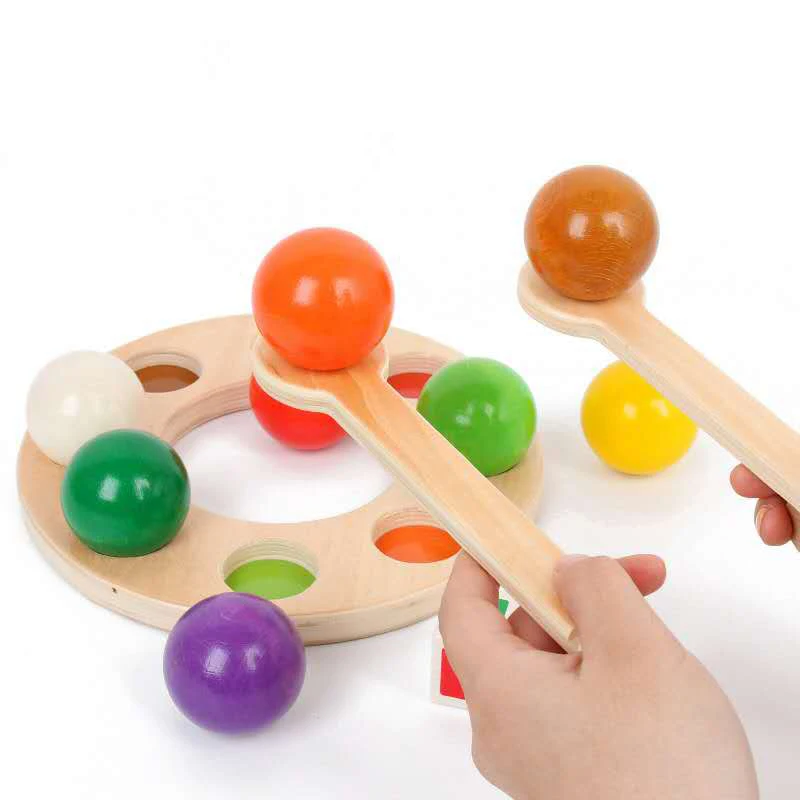 

Baby Kid Toy Ball Early Learning Educational Toys Children Intelligence Color Cognition Toys Wooden Montessori Childhood Balance