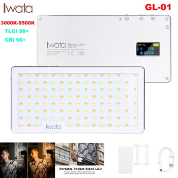 

Iwata Ultra Thin Aluminum Dimmable OLED Display 117Pcs LED Video Light with Battery CRI96+ Bi-Color for DSLRs PK Aputure AL-MX