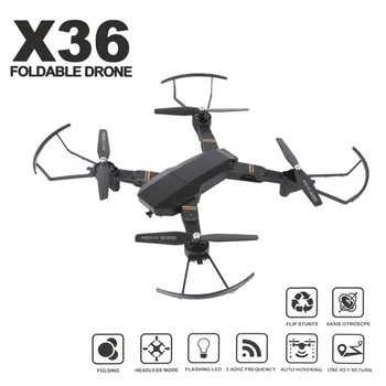 

ESHOWEE 2.4G Quadcopter With 2 Million Wide-Angle Camera WIFI FPV X36 WIFI (720P) With Air Pressure Set High Black