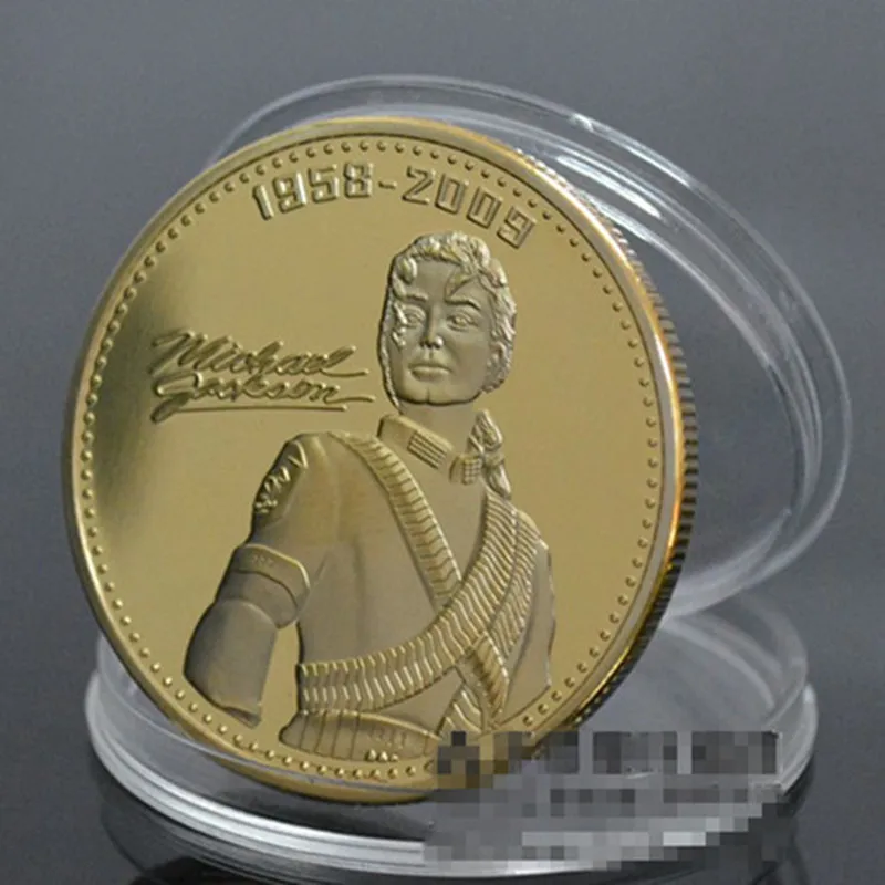 

5 pcs The Grammy winner Michael Jackson badge 1958~2009 king of pop 24K real gold plated singer 40 mm souvenir decoration coin