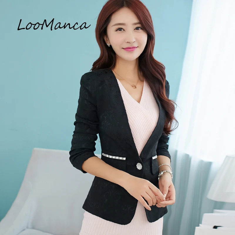 

Elegant Women Blazers And Jackets 2019 New Black Yellow Blue Long Sleeve Blazer Mujer Coat Female BlaSer Feminino