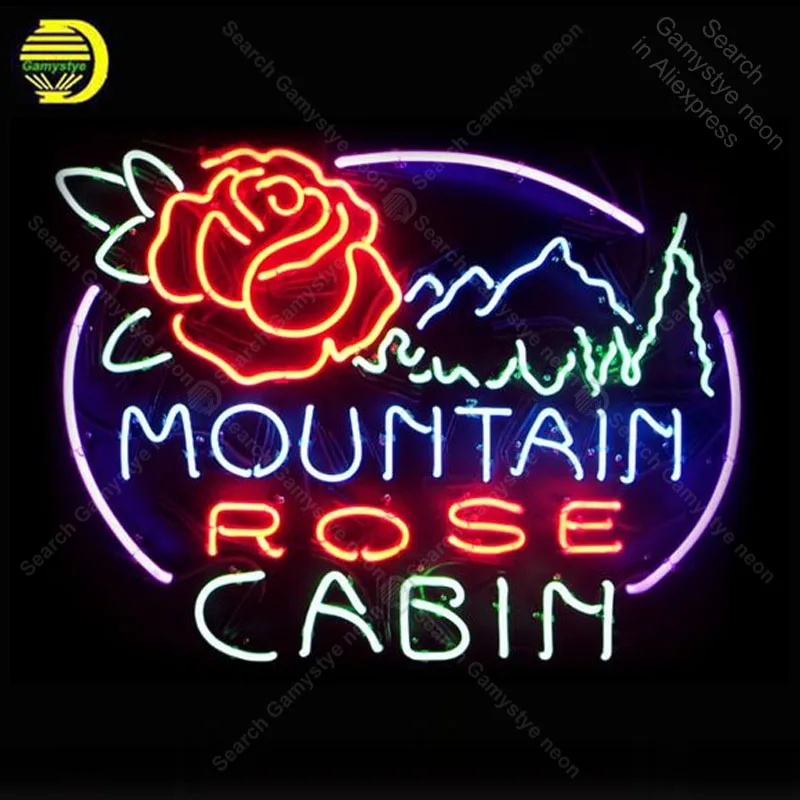 

Rose Cabin with Mountain NEON SIGN REAL GLASS Tubes BEER BAR PUB Sign LIGHT SIGN STORE DISPLAY ADVERTISING LIGHTS lamp for sale