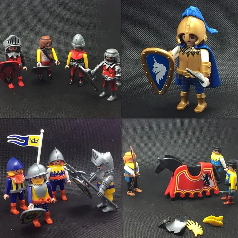 

Original Playmobil Figures Set Pirates Knight Military Figuras Princess Mini Figure Boat Horse Scenery Landscape Model Statue