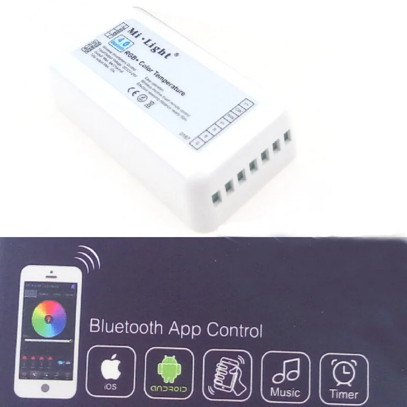 Bluetooth App Controller for 12V 24V LED Flex Strip Light Band RGB + Color Temperature 5 Channels Android iOS Dimmer Switch DHL