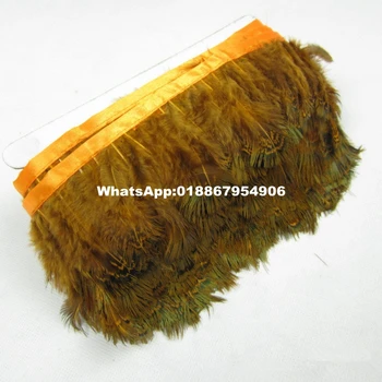 

10yards beautiful orange pheasant feathers trims/fringes about 5cm Natural&real chicken feather trimming