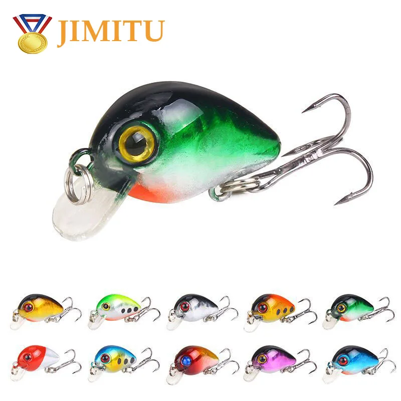 

JIMITU 1Pcs 10 color mini rock road lure 3cm/1.6g plastic simulation bait foreign trade chubby fish fake bait hard bait