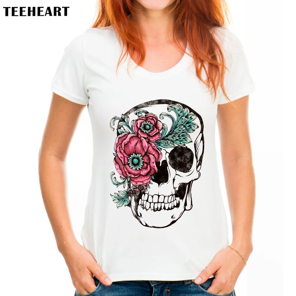 

TEEHEART Fashion Women T-shirt Slower Suger Skull Punk T shirt Spring Summer Tops For Female Clothing Hot Sale Q918