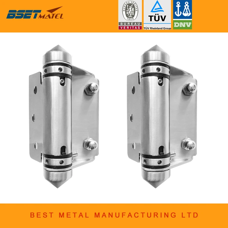 2 Pieces Satin polish 316 Stainless steel Self Closing Hinges of glass to FLAT for glass