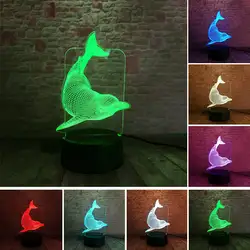 Прекрасный Дельфин животных Рисунок Juguete 3D иллюзия светодиодные лампы сенсорный ночник Flash Дельфин Творческий Декор игрушечные лошадки