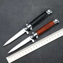 Складной нож с лезвием, высокотвердое лезвие с деревянной ручкой, Походный нож, наружные ножи из нержавеющей стали с коробкой