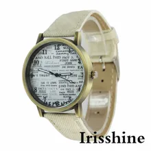 Irisshine i0803 lady Retro Newspaper Design Pattern Women Leather Watch Quartz WristWatch women watch gift