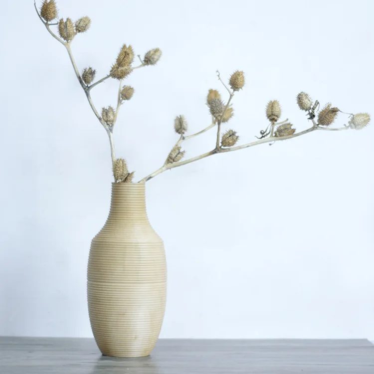 

Thai imports handmade carved mango wood solid vase flower arrangement crafts gifts en Home decoration pastoral
