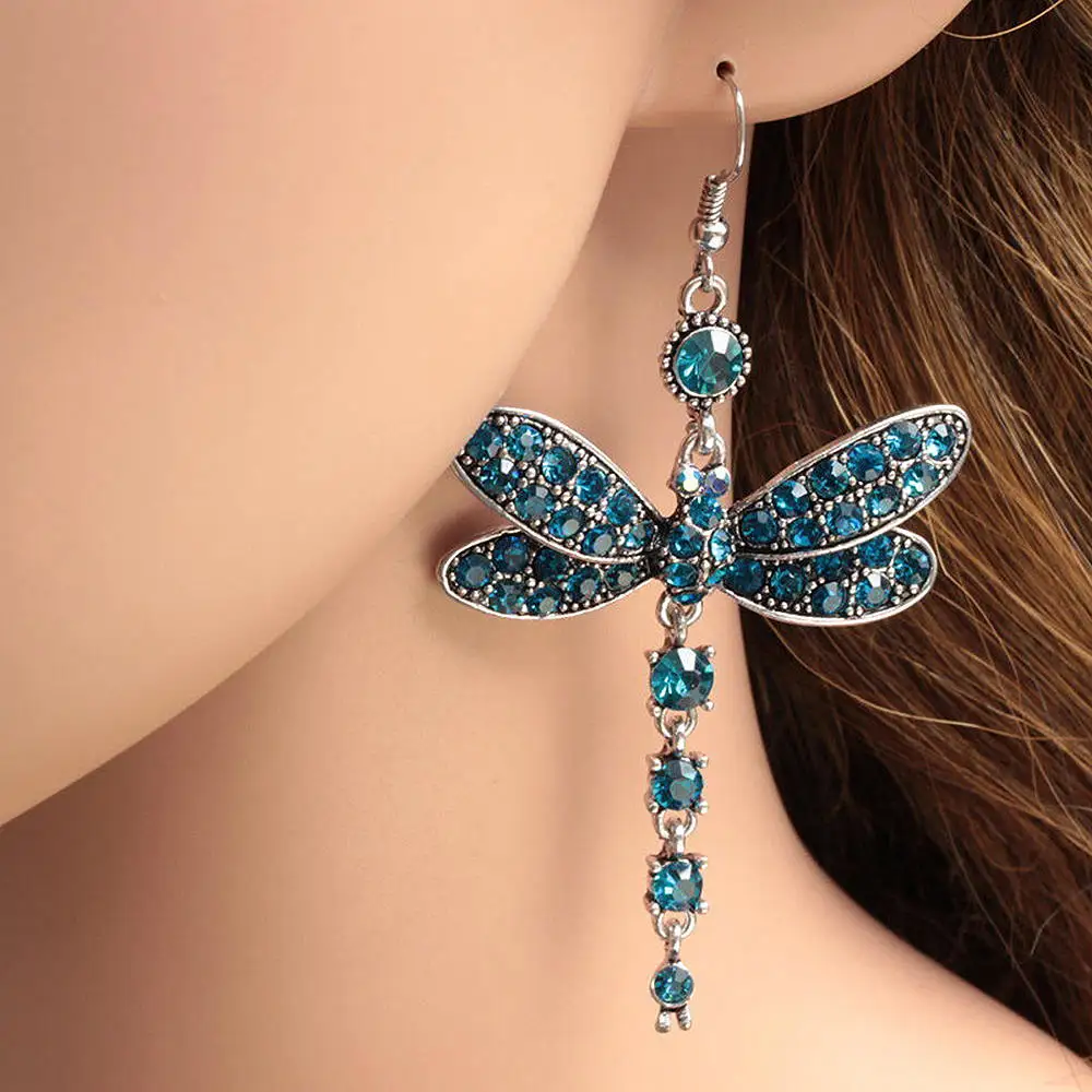 

Crystal Dragonfly Wedding Drop Earrings for Women Korean Bridal Dangle Earring 2019 Fashion Jewelry Long Statement kolczyki