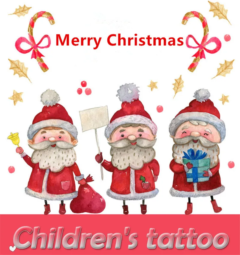 Мультяшные шляпы Счастливого Рождества, Детские Временные татуировки, наклейки Санта-Клауса, водостойкие татуировки, Мультяшные шляпы