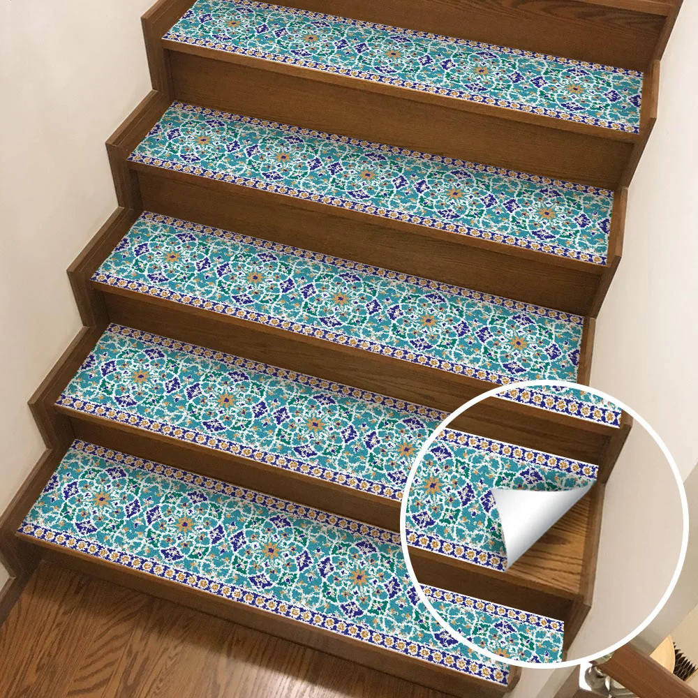 

1pc 25x100cm Moroccan Tiles Stairs Stickers Living Room Landscape Background Waterproof Brick Wall Stickers Home Decoration