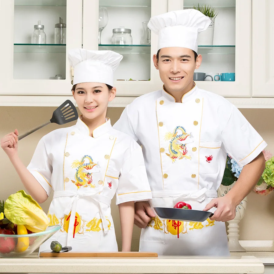 New Arrival Lady Chef Jacket Adult Kitchen Wear Short Sleeved Summer