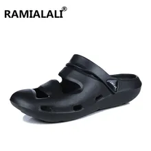 Ramialali/летние мужские сандалии; повседневные Модные Нескользящие сандалии для мужчин; черные мужские легкие тапочки; дышащие пляжные сандалии