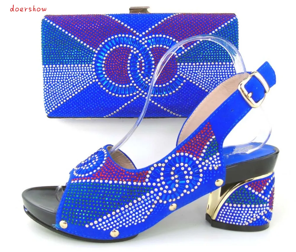 

2016 Charming Italian Shoes With Matching Bags Rhinestones High Quality African Shoes And Bags Set for Wedding doershow!HLQ1-12